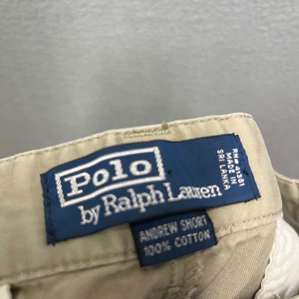 VTG Polo Ralph Lauren Andrew Short Mens 31(29)Khaki Tan Pleated Cotton Chino